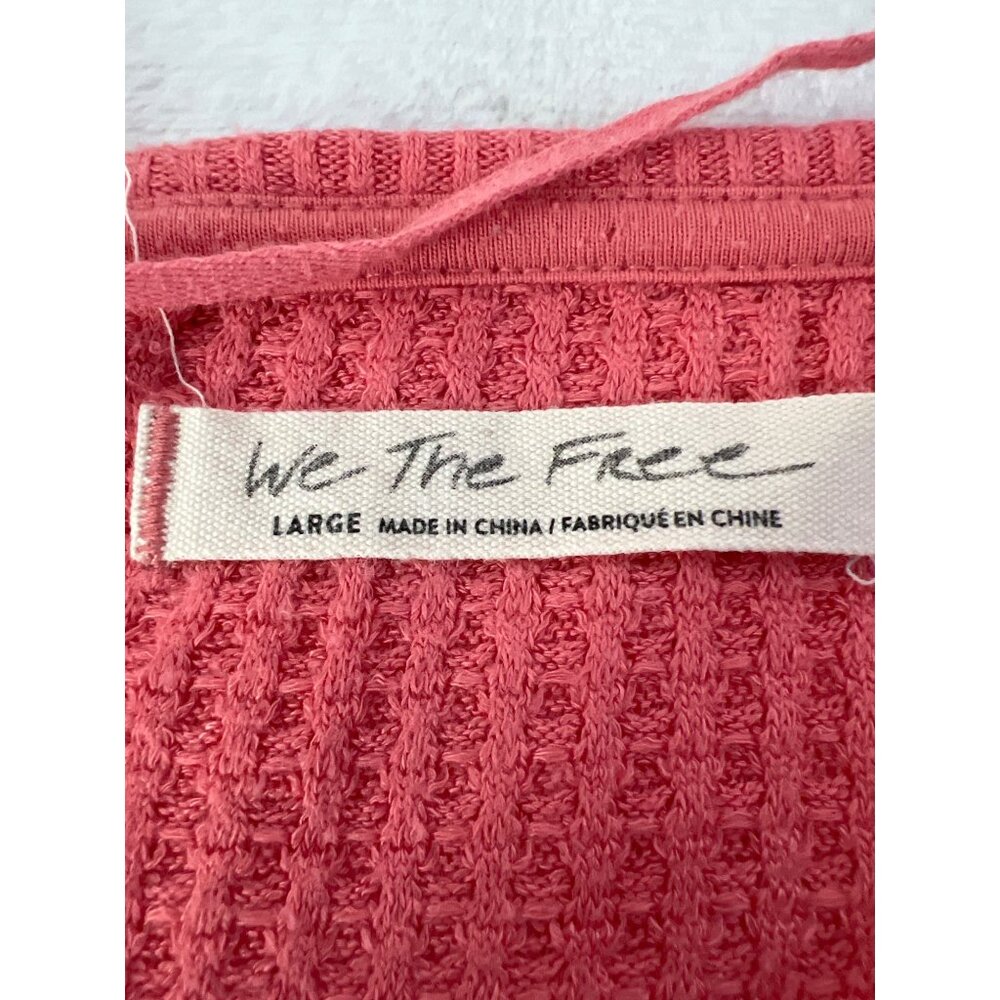 We the Free People Santa Clara Thermal Waffle Knit Oversized Top Prairie Rose - Picture 2 of 6